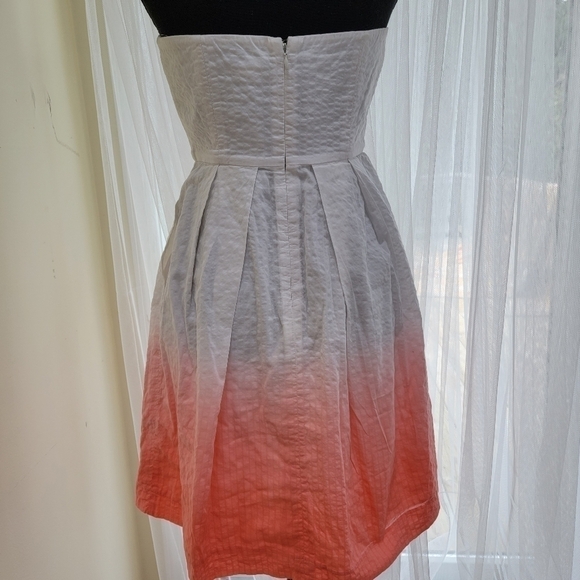 𝅺j.crew White/Salmon Ombre Cotton Strapless Dress Size 4 - Picture 2 of 7